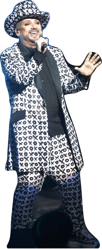 BOY GEORGE - 80's -BLACK AND WHITE OUTFIT - 70" TALL CARDBOARD CUTOUT STANDEE - PARTY DECOR