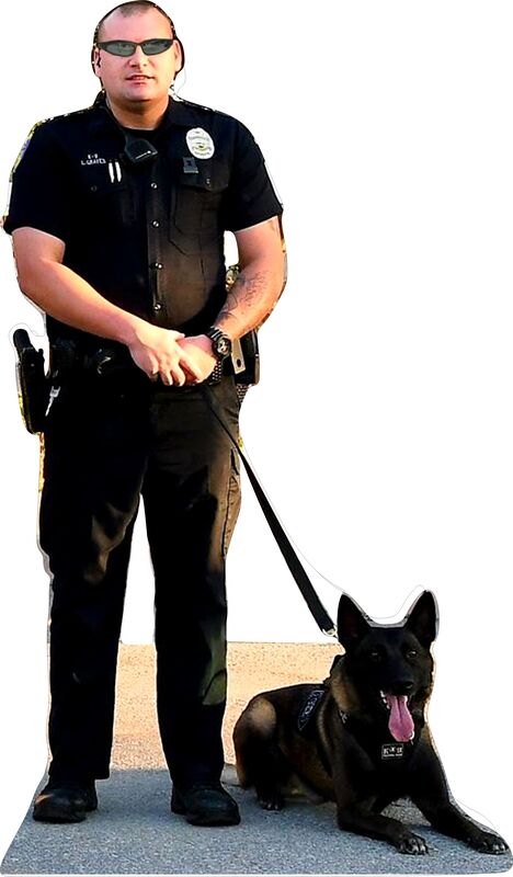 POLICEMAN AND CANINE 72" TALL CARDBOARD CUTOUT STANDEE - PARTY DECOR