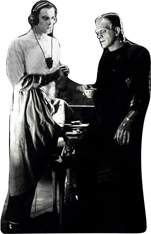 COLIN CLIVE as Dr HENRY FRANKENSTEIN & FRANKENSTEIN  72"TALL CARDBOARD CUTOUT STANDEE-PARTY DECOR