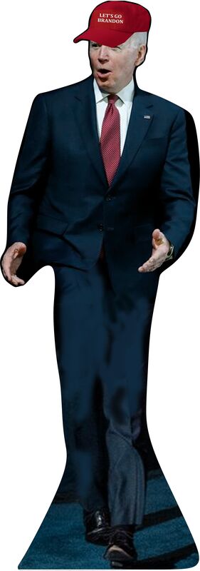 JOE BIDEN LETS GO BRANDON RED CAP   72" TALL CARDBOARD CUTOUT STANDEE - PARTY DECOR