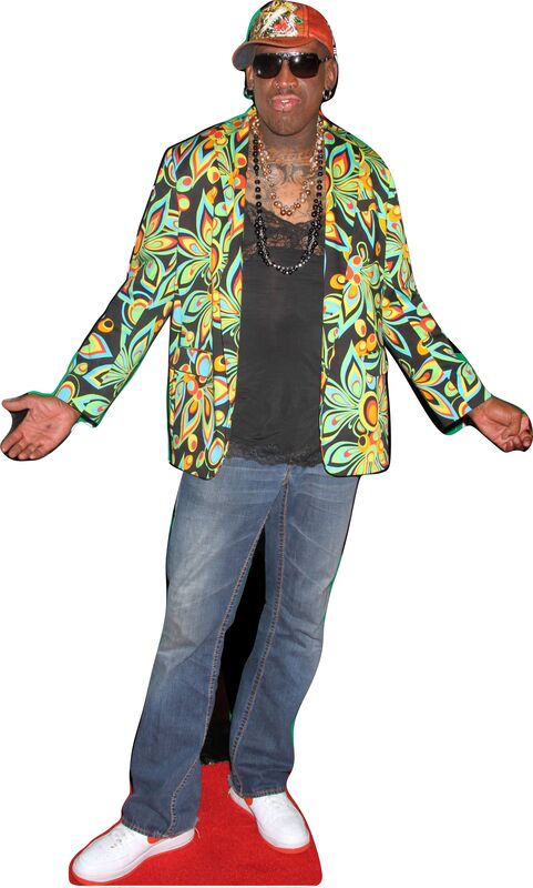 DENNIS RODMAN - SPORTING JAZZY BLAZER-78"TALL- CARDBOARD CUTOUT STANDEE PARTY DECOR