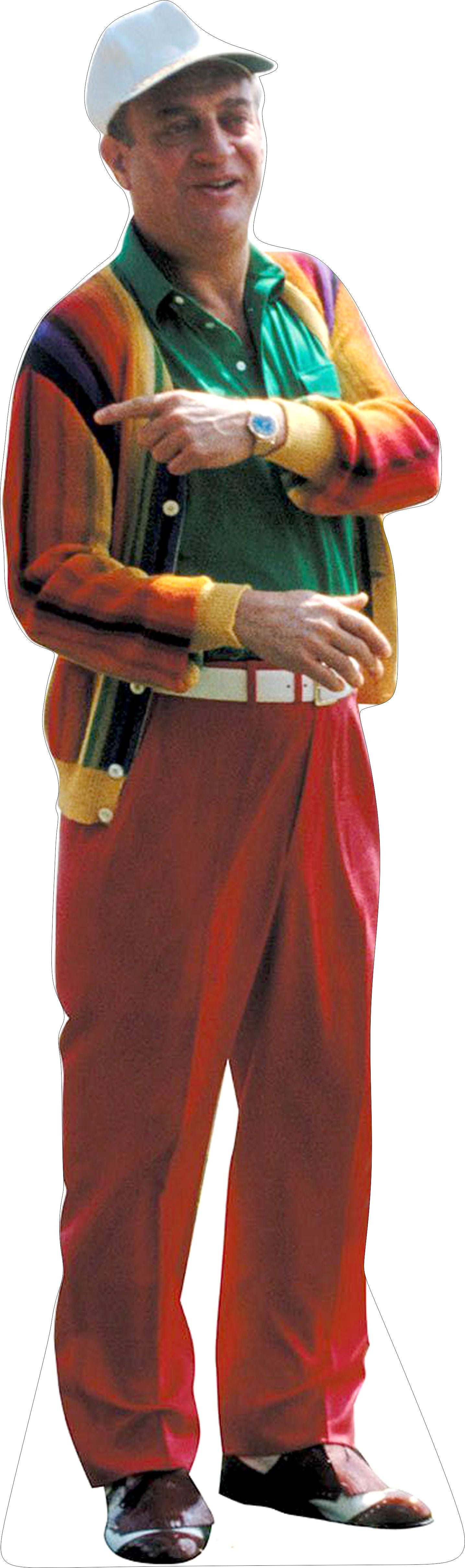 GOLFER - RODNEY DANGERFIELD - RED PANTS STRIPED SWEATER - 80'S - 68" TALL  LIFE SIZE CARDBOARD CUTOUT STANDEE PARTY DECOR