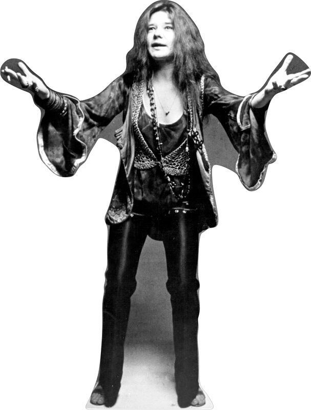 JANIS JOPLIN PERFORMS -60's - BLACK & WHITE - 60" TALL  LIFE SIZE CARDBOARD CUTOUT STANDEE PARTY DECOR