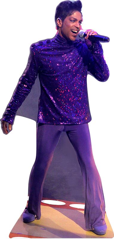 PRINCE #11 - SEQUIN PURPLE TUNIC OUTFIT -63" TALL LIFE SIZE CARDBOARD CUTOUT STANDEE - PARTY DECOR