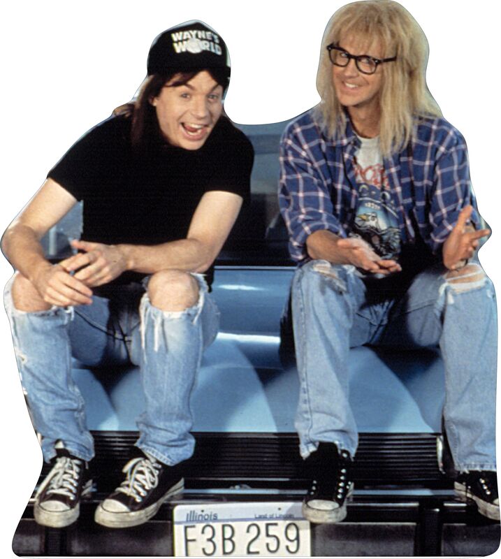 WAYNE'S WORLD-WAYNE & GARTH- 90's -50"TALL LIFE SIZE CARDBOARD CUTOUT STANDEE - PARTY DECOR